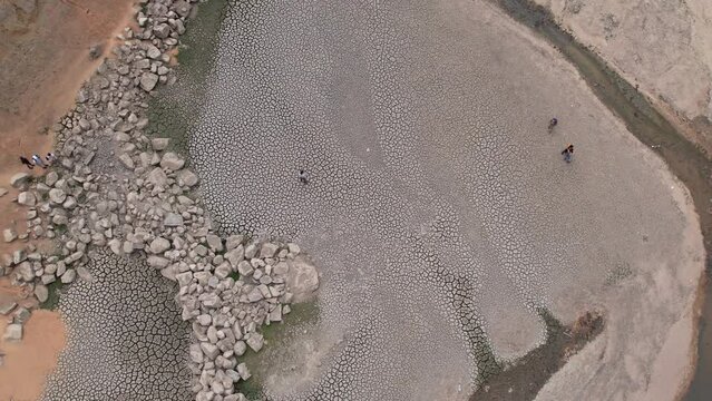 the drought season in Hong Kong, Lower Shing Mun Reservoir, drone point of view