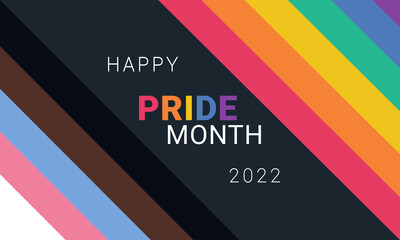 Pride Gradient background with 2022 LGBTQ Pride Flag Colours. Vector 2022 banner lgbt pride month with rainbow. Website banner. Symbol of pride month june support.