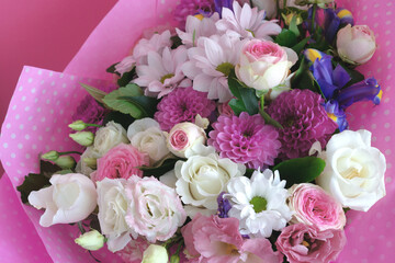 Beautiful spring bouquet of flowers. Congratulations to mom on her birthday or birthday