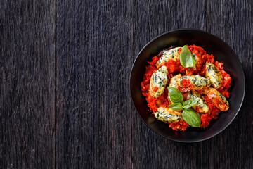 Malfatti, hot Italian spinach ricotta dumplings