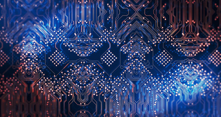 Image of network of connections over blue background