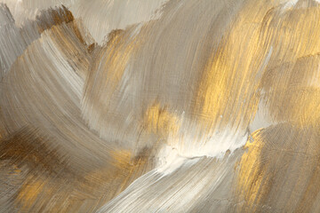Beige, brown and gold glitter color smear painting brushstroke. Art Abstract copy space empty wall...