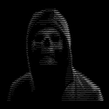 Man in hoodie with skull face on black background, ASCII art design.  Hacker skull hoodie avatar