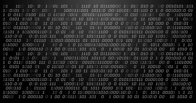 Image of binary coding data processing over black background