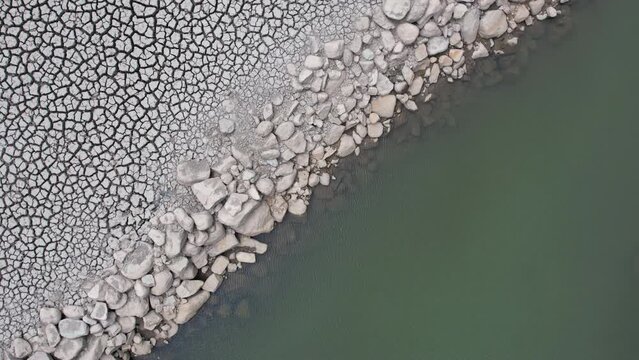 the drought season in Hong Kong, Lower Shing Mun Reservoir, drone point of view
