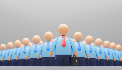 Business team leader in red tie and diplomat. 3d render