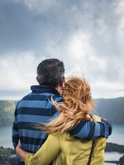 Fototapeta premium couple looking at the Lake, Azores