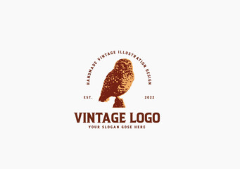 vintage uil logo ontwerp