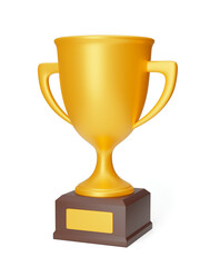 Golden winner cup isolated on a white background. 3d render