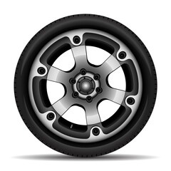 Obraz premium Aluminum wheel car tire for sport racing on white background vector