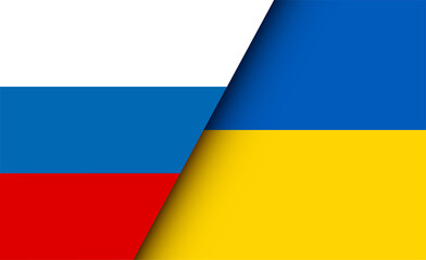 Russian and Ukrainian flag as a symbol of brotherhood. Stop the war! Russian-Ukrainian conflict. Vector illustration. 