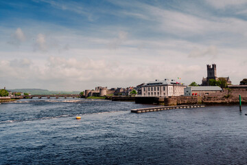 River Shannon with historical and popular tourist areas in the background. Limerick city, Ireland....