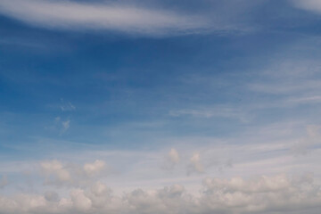 Fototapeta na wymiar Cloudy blue sky. Nature background. Relaxation concept.