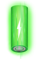 green rechargeable battery on a white background. Renewable energy
