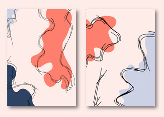 Creative minimalist abstract with retro colors fluid design for wall decoration, postcard, poster, brochure