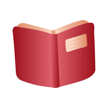 cartoon gradient red cover opened book vector isolated element