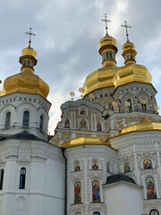 Dormition Cathedral of Kiev Pechersk Lavra Monastery Complex, Ukraine. Religion concept	