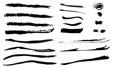 black ink brush stroke abstract black paint artistic textured element collection set