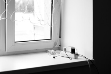 Charging on the windowsill in a modern office
Sockets on the windowsill