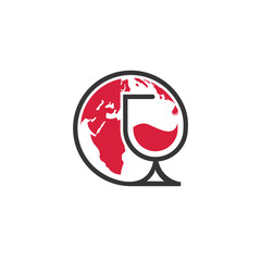 Globe Glass Wine logo icon vector stock