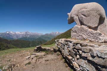 Bear monument. Collado de Llesba. Picos de Europa. Cantabria. Spain