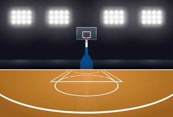 empty basketball court at night © kolyasha