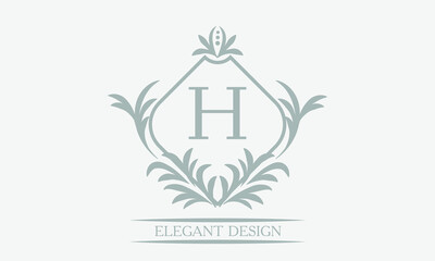 Monogram template with initial H. Logo for cafe, bar, restaurant, invitation. Business style and brand of the company