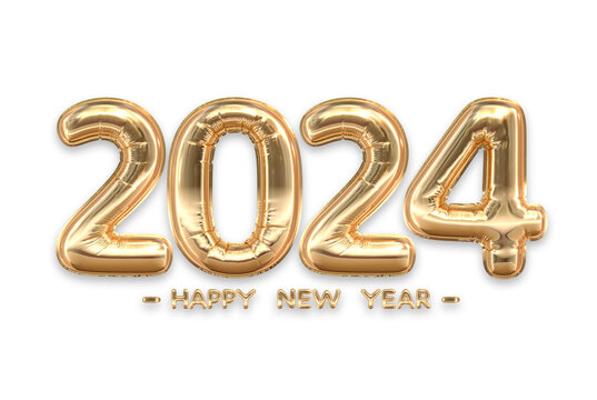 2024 Happy New Year  Golden Balloon Banner

