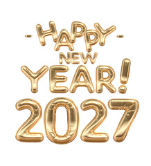 Naklejka premium 2027 Happy New Year Golden Balloon Banner 