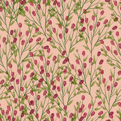 Seamless watercolor pattern of decorative flowers.