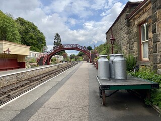 Fototapeta premium Goathland train station with milk churns