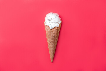 Ice cream in a waffle cone isolated