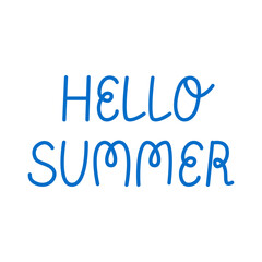 Hello summer cute vector hand drawn lettering on isolated background. Handwritten text quote illustration