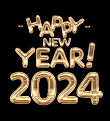 2024 Happy New Year Golden Balloon Banner