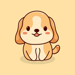 Cute Doodle Dog Sitting. Cartoon Character Illustration