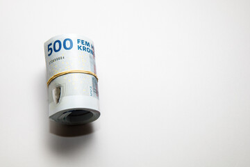 Money of Denmark. Danish kroner bills. DKK banknotes. 500 kroner. Business, finance, news background. High quality photo