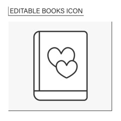  Literature line icon. Love story. Novel about true love. Romantic book. Book concept. Isolated vector illustration. Editable stroke