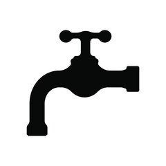 Faucet vector icon. Crane vector icon. Black faucet vector icon.