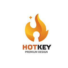 Obraz premium hot key logo, Fire flame key logo icon.