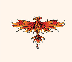 decorative flying phoenix bird vector illustration