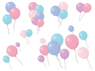 パステルカラーの風船　ピンクと青　バルーン