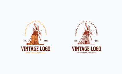 vintage windmill logo design 