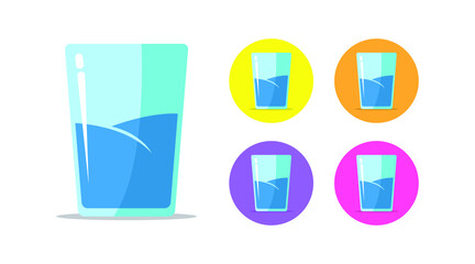Glass of water flat design isolated on white background. Collection glass of water icon design