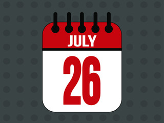 July 26 calendar icon with day of month in red.