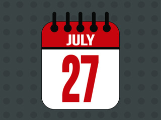 July 27 calendar icon with day of month in red.