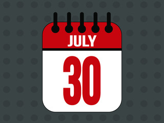 July 30 calendar icon with day of month in red.