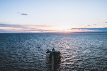 Sunset of Clevedon Pier from the sky.