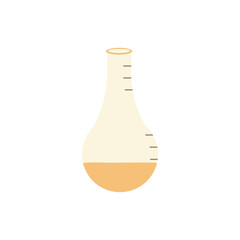 Flask for chemical reactions. Vector isolated illustration hand drawn. Element for physics and chemistry lessons. Single object. Tool for laboratory experiments and research
