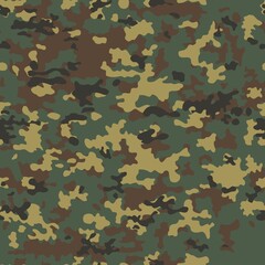 
Texture camouflage green vector seamless pattern, army uniform, urban print.