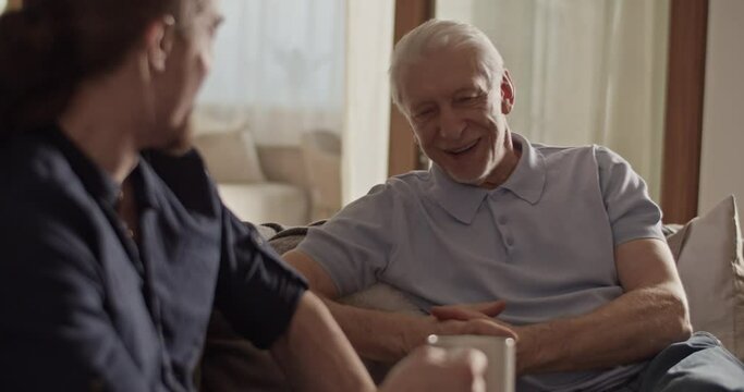 Dad and son spending time together